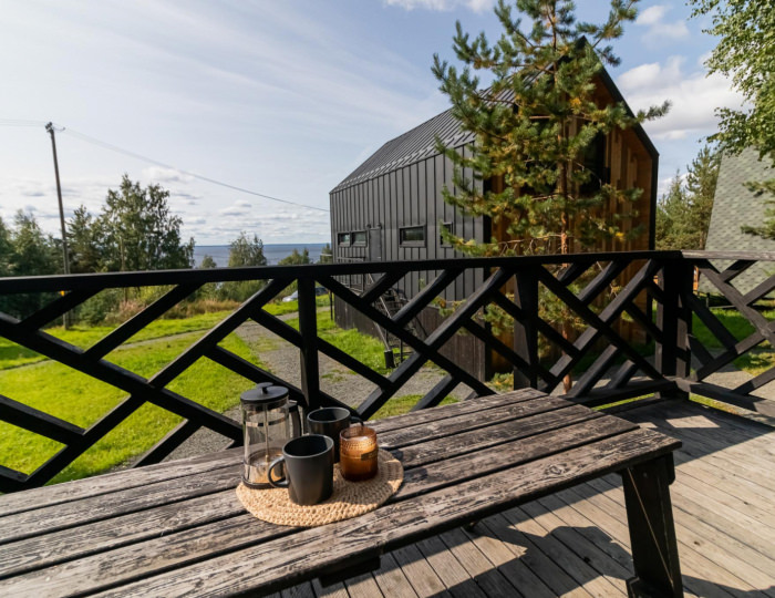 А-Фрейм «Черное-белое» - Гостевой дом ALDI-Karelia / АЛДИ-Карелия Сяпся